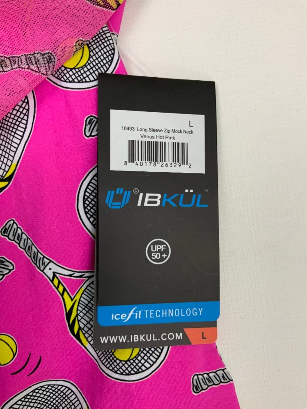 New Women's IBKUL Long Sleeve 1/4 Zip Tennis Top Venus Hot Pink Sz L - Picture 3 of 16